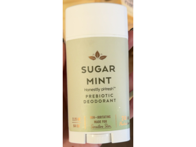 Honestly pHresh Prebiotic Deodorant, Sugar Mint, 2.25 oz/64 g