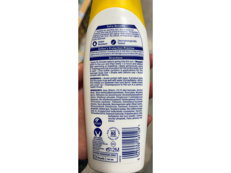 Boots Soltan Sensitive & Sun Allergy Protect Lotion, SPF50+, 6.7 fl oz/200 mL