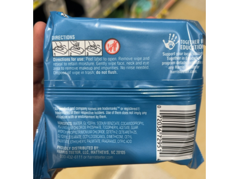 Harris Teeter Make Up Remover Cleansing Towelettes, 25 Count