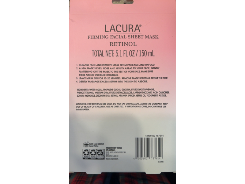 Lacura Facial Sheet Mask, Firming, 5.1 fl oz/150 mL, 6 Count