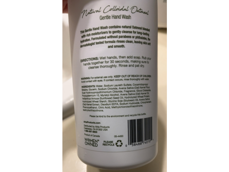 Atria Natural Colloidal Oatmeal Gentle Hand Wash, 32 fl oz/946 mL