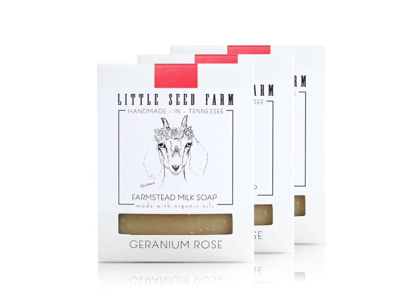Little Seed Farm Farmstead Goat's Milk Soap, Geranium Rose, 4.75 oz/134 g, Pack Of 3