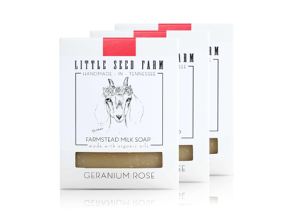 Little Seed Farm Farmstead Goat's Milk Soap, Geranium Rose, 4.75 oz/134 g, Pack Of 3