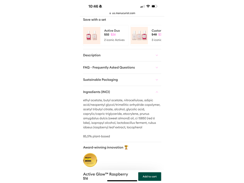 Manucurist Paris Active Glow Nair Care Effect, Raspberry, 0.5 fl oz