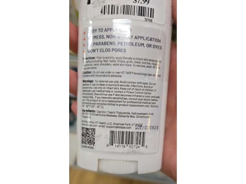 Kt Health Chafe Safe Anti-Friction Balm, Fresh Citrus Scent, 1.75 oz/49.6 g