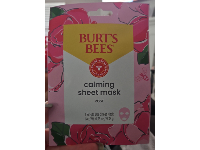 Burt's Bees Calming Sheet Mask, Rose, 0.33 oz/9.35 g