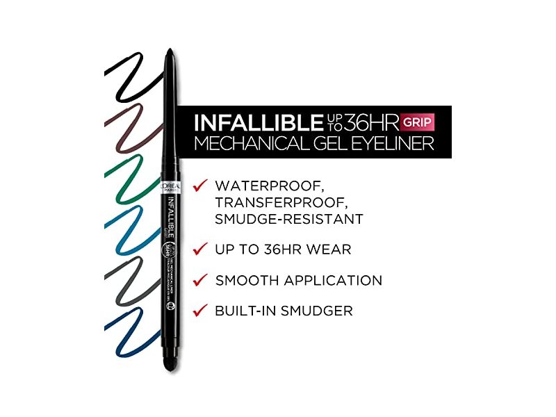 L'Oreal Paris Infallible Grip Mechanical Gel Eyeliner Pencil, Intense Black, 0.011 oz/0324 g