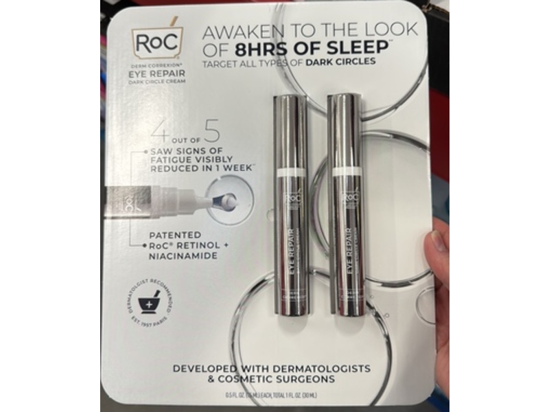 RoC Derm Correxion Eye Repair Dark Circle Cream, 0.5 fl oz/15 mL, Pack Of 2
