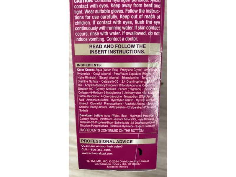 Schwarzkopf Keratin Color Permanent Hair Color, 1.1 Midnight Black, 1 Application