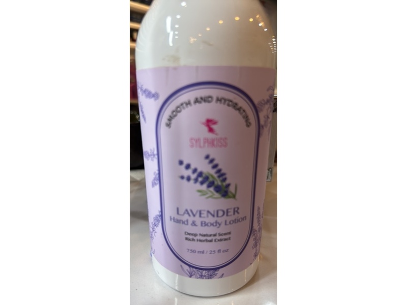 Sylphkiss Smooth And Hydrating Hand & Body Lotion, Lavender, 25 fl oz/750 mL