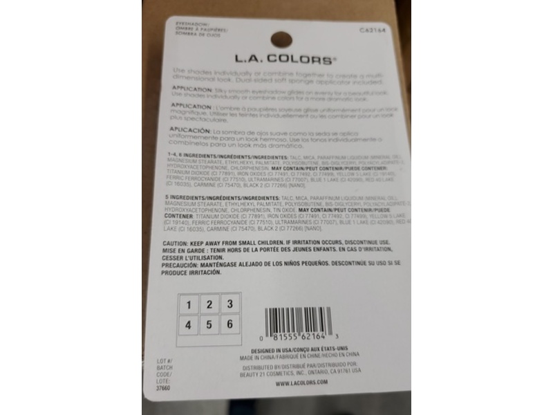 L.a Colors 6 Color Eyeshadow Palette, Playful, 0.14 oz/4 g