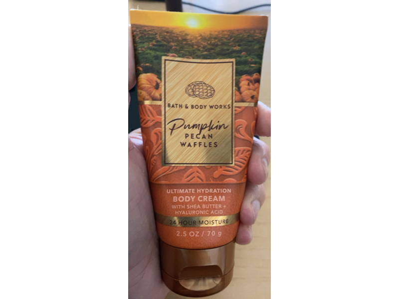 Bath & Body Works Pumpkin Pecan Waffles Body Cream, Shea Butter + Hyaluronic Acid, 2.5 oz/70 g