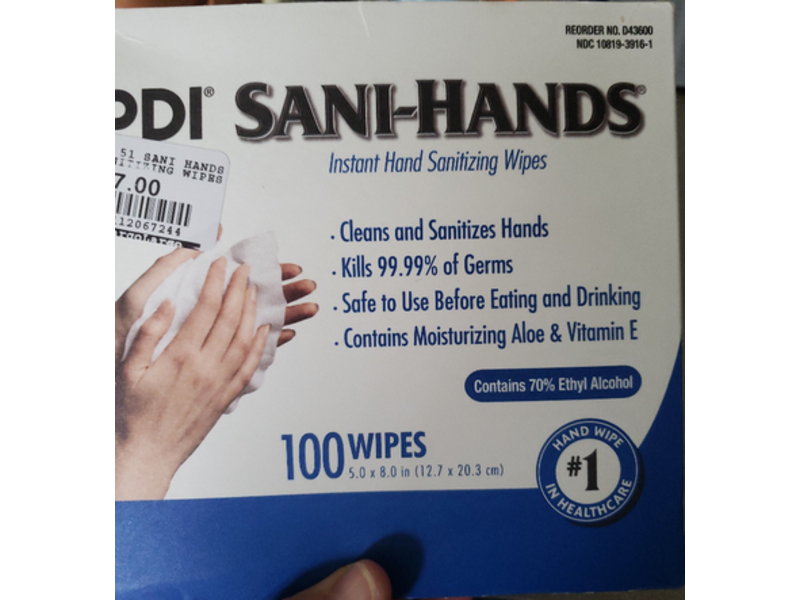 PDI Sani-Hands Instant Hand Sanitizing Wipes, 100 wipes