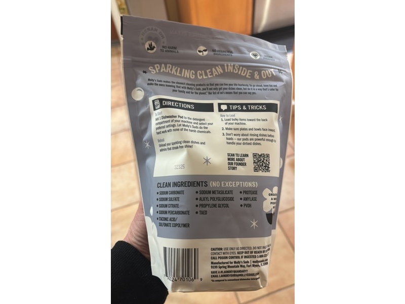 Molly's Suds Dishwasher Pods, Unscented, 60 Pods, 22. 22 0z/0.63 kg