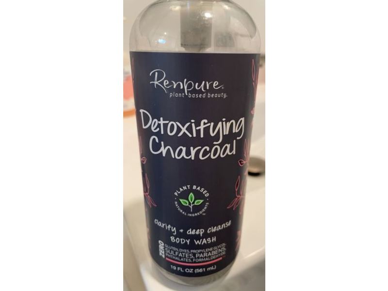 Renpure Body Wash, Detoxifying Charcoal, Clarify & Deep Cleanse, 19 fl oz/561 mL