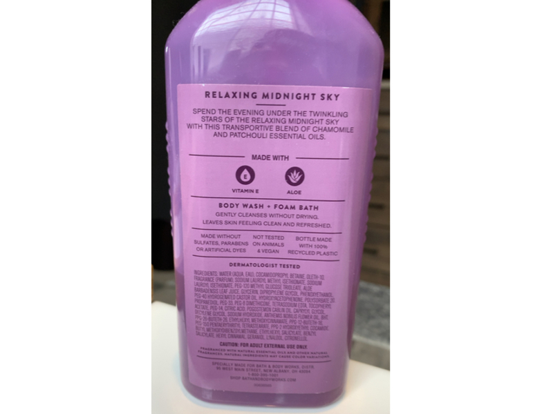 Bath & Body Works Aromatherapy Relaxing Midnight Sky Body Wash + Foam Bath, Chamomile Patchouli, 10 fl oz/291 mL