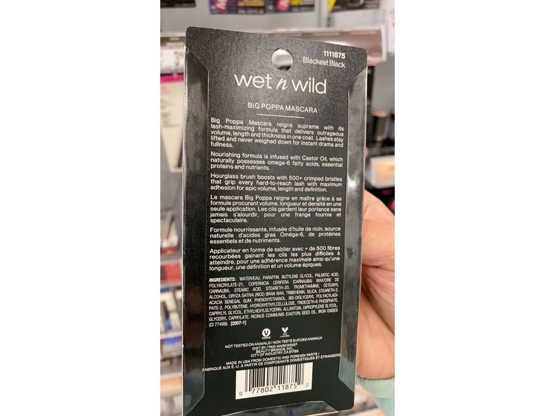 Wet N Wild Big Poppa Mascara, Blackest Black, 0.33 fl oz/10 mL