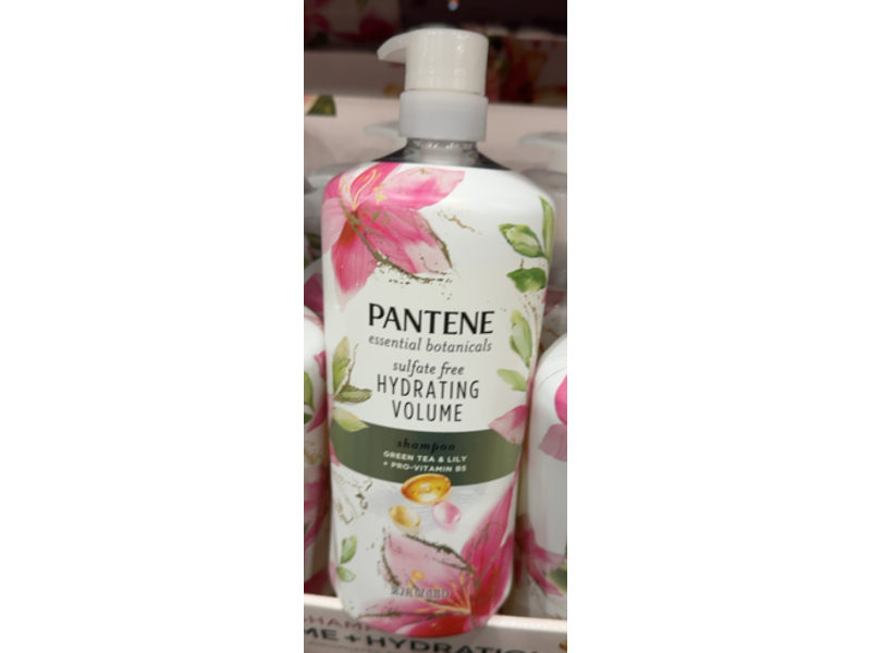 Pantene Essential Botanicals Hydrating Volume Shampoo, Green Tea + Lily + Pro-Vitamin B5, 38.2 fl oz/1.13 L