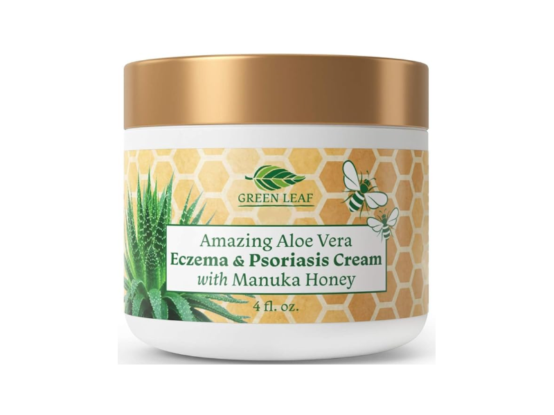 Green Leaf Naturals Amazing Aloe Vera Eczema & Psoriasis Cream, Manuka HOney, ragrance Free, 4 fl oz