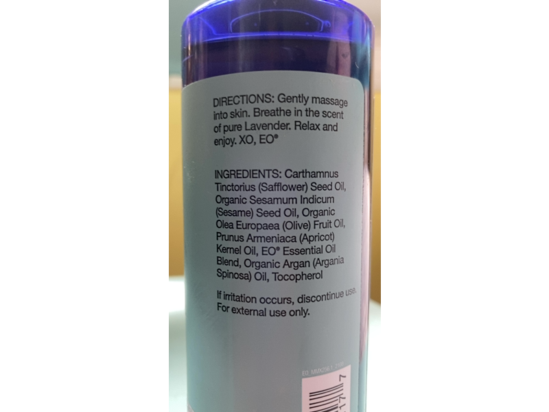 EO Essentials Botanical Body Oil, Lavender & Argan, 8 fl oz/237 mL