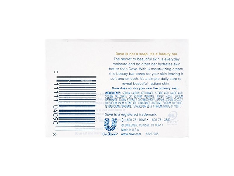 Dove Beauty Bar, White 3.17 oz/90 g, 3 Bar