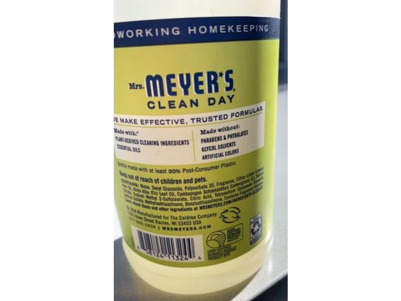 Mrs. Meyer's Clean Day Multi-Surface Everyday Cleaner, Lemon Verbena, 24 fl oz/710 mL