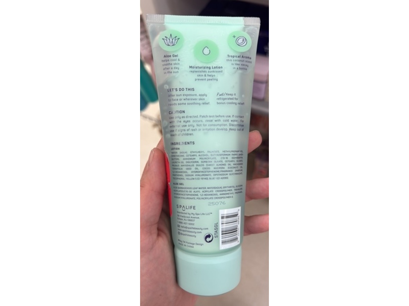 SpaLife 2 In 1 Formula After-Sun-Gel Lotion, Aloe Vera & Coconut Oil, 7.05 fl oz/200 mL, 2 Pack