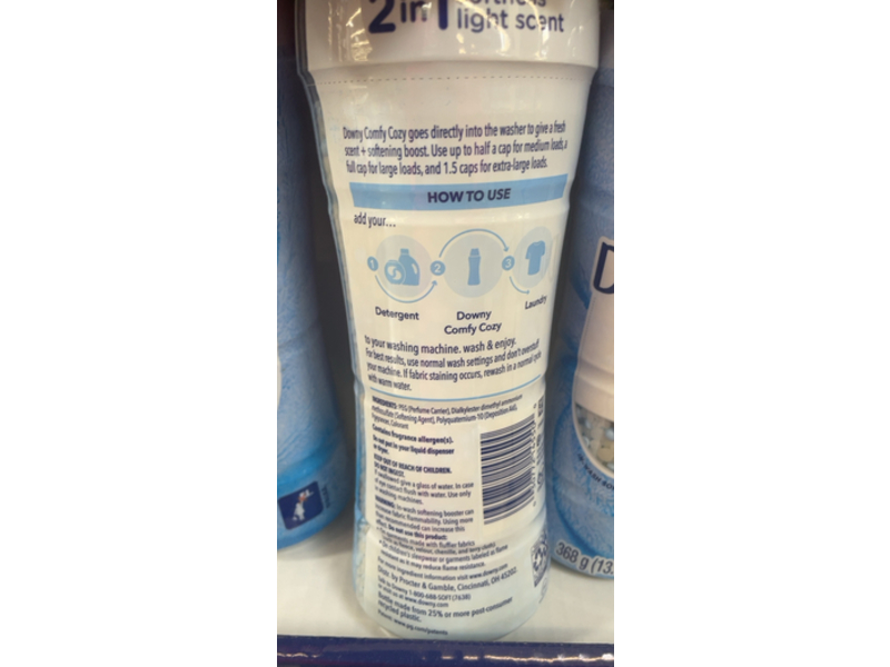 Downy Comfy Cozy In-Wash Softening Booster, Meadow Rain Scent, 13.0 oz/368 g