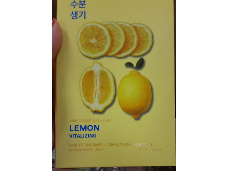 Holika Holika Pure Essence Mask Sheet, Lemon Vitalizing, 0.77 fl oz/23 mL