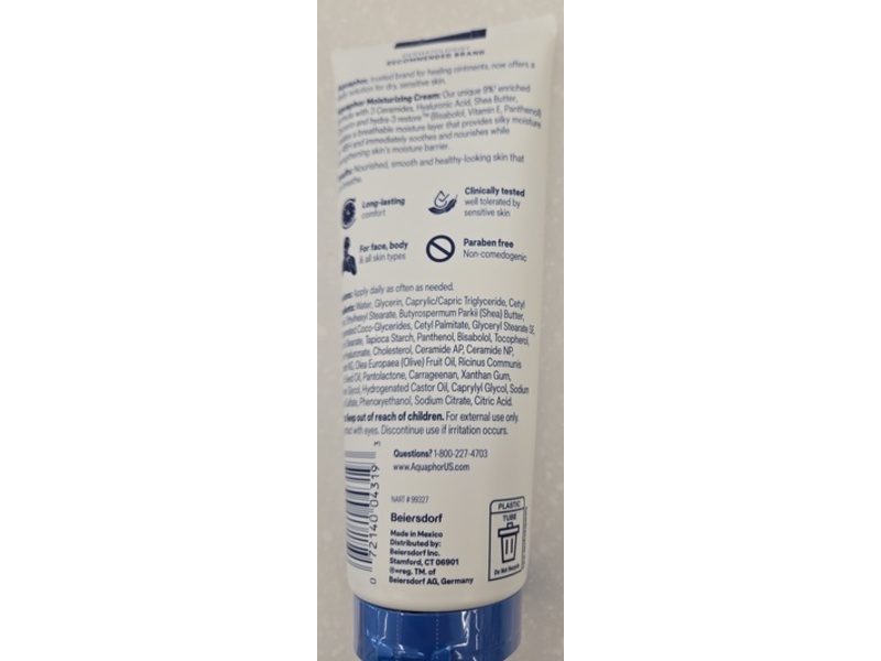 Aquaphor Moisturizing Cream, Dry Sensitive Skin, 8 oz/226 g