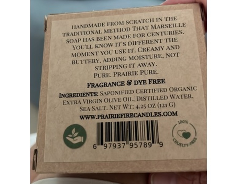 Prairie Fire Candles Organic Olive Oil Soap, 4.25 oz/121 g, Pack Of 3.