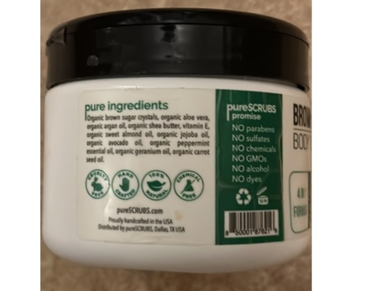 Purescrubs Brown Sugar Body Scrub, Peppermint, 16 oz