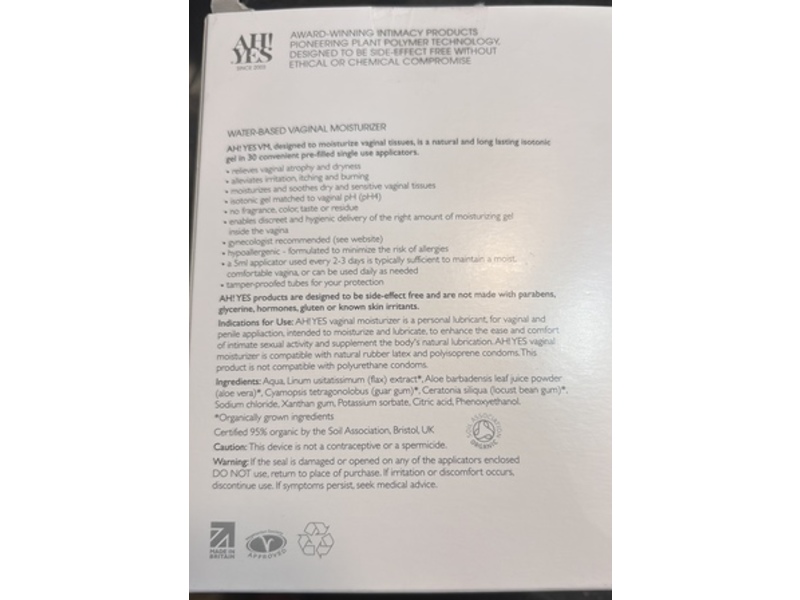 Ah! Yes VM Vaginal Moisturizing Gel, 0.17 fl oz/5 mL, 30 Applicators