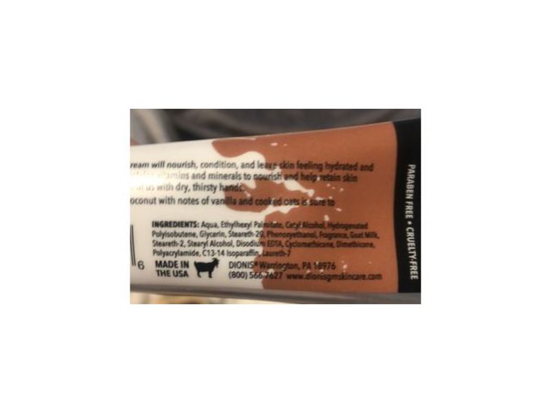 Dionis Goat Milk Hand Cream, Coconut & Oats, 1 oz/28 g