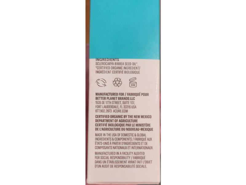 Acure The Essentials Marula Oil, 1 fl oz/30 mL