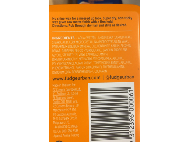Fudge Urban Matte Up Hair Wax, 2.4 oz/70 mL