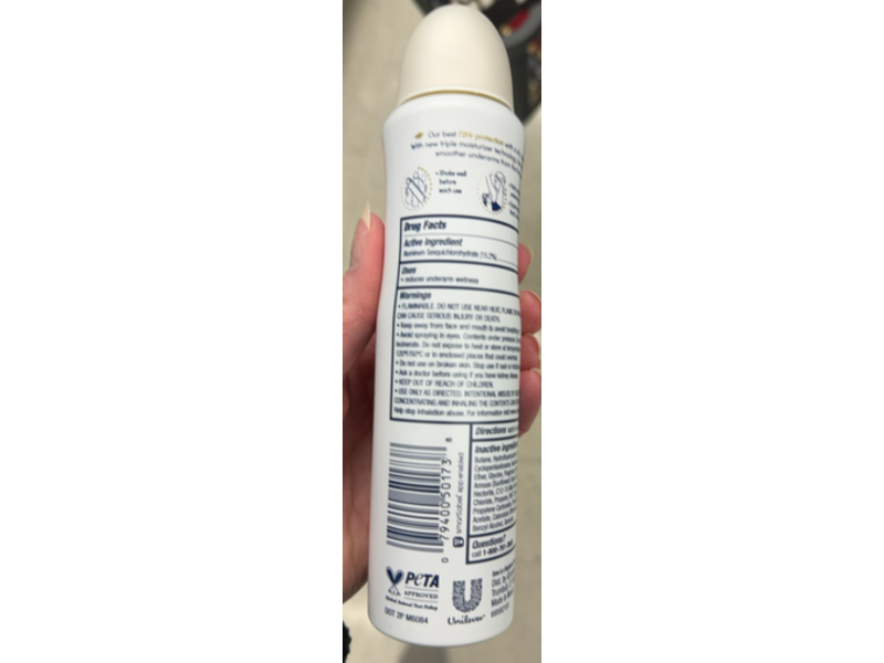 Dove Ultimate Antiperspirant Deodorant Dry Spray, Jasmine + Vanilla, 3.8 oz/107 g
