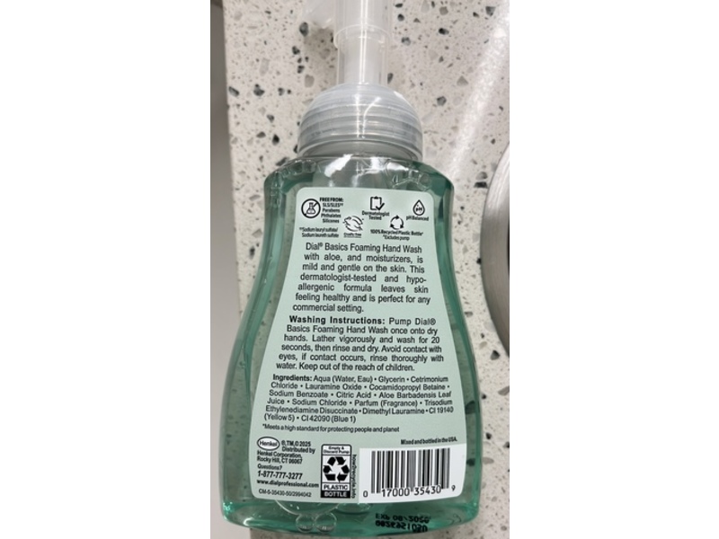 Dial Professional Basics Foaming Hand Wash, Aloe, 10 fl oz/296 mL