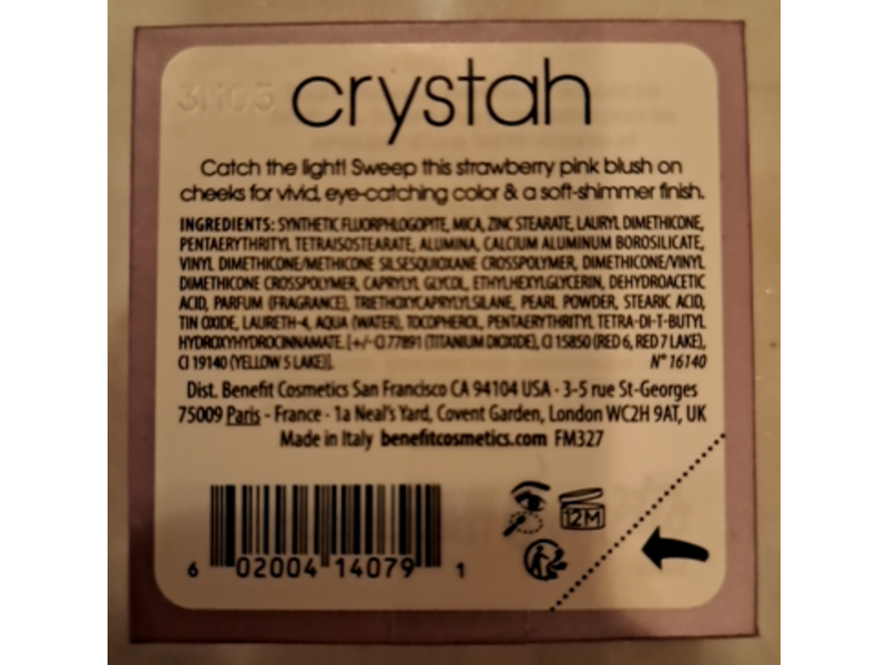 Benefit Crystah Blush, Strawberry Pink, 0.08 oz/2.5 g