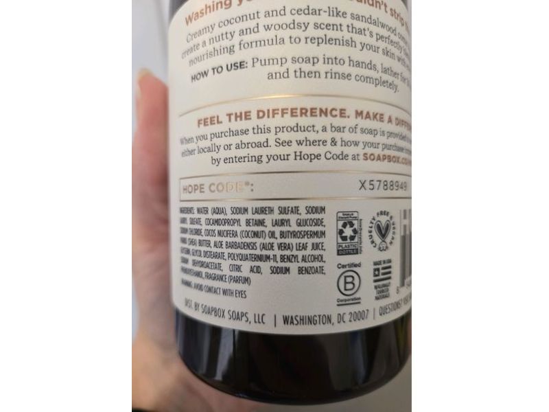 Soapbox Moisturizing Hand Soap, Coconut Milk + Sandalwood, 12 fl oz/354 mL, Pack Of 3