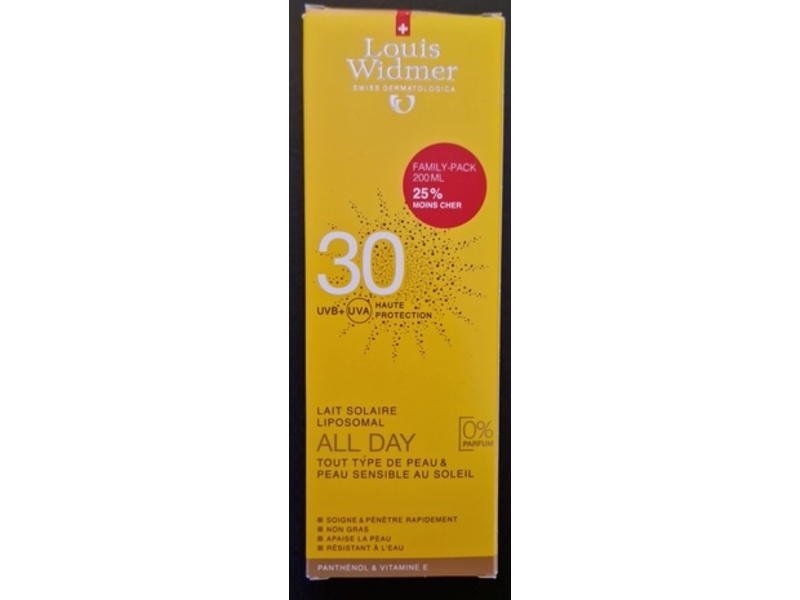 Louis Widmer All day Cream, SPF 30, 200 mL