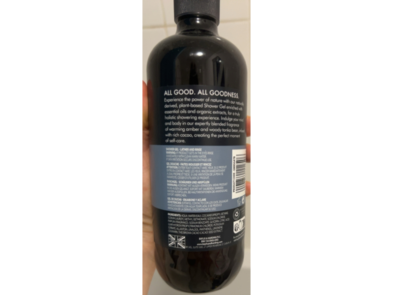 Baylis & Harding Goodness Natural Shower Gel, Amber & Tonka Bean, 16.9 fl oz/500 mL