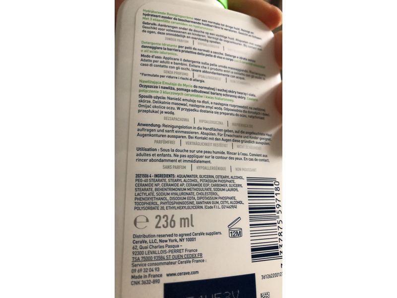 CeraVe Hydrating Facial Cleanser, 8 fl oz/236 mL