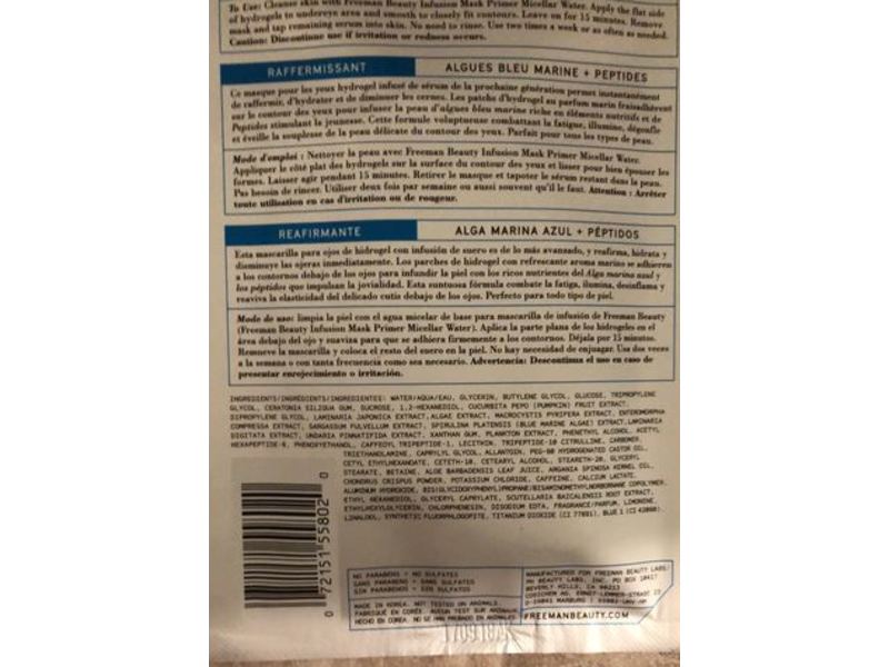 Freeman Beauty Infusion Firming Hydrogel Eye Mask, 0.31 oz/9 g