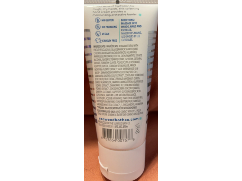 Seaweed Bath Co. Ultra-Hydrating Hand Rescue Cream, Coconut Water, 2 fl oz/59 mL
