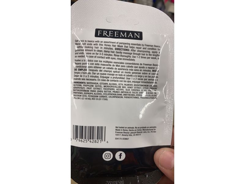 Freeman Repairing Honey Hair Mask, Basics, 0.67 fl oz/20 mL
