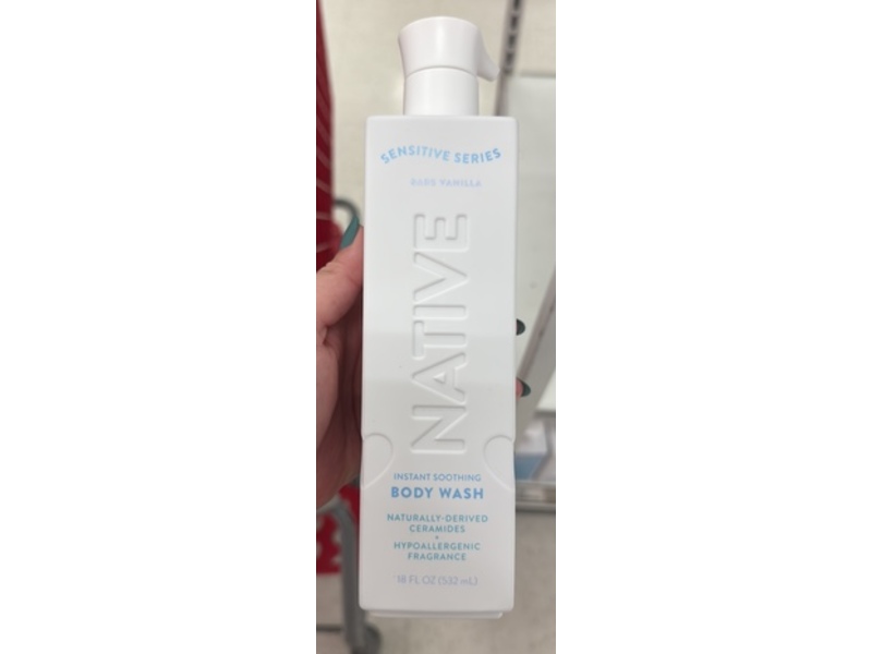 Native Instant Soothing Sensitive Series Body Wash, Bare Vanilla, 18 fl oz/532 mL