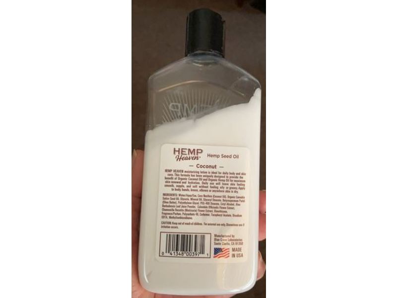 Hemp Heaven Organic Hemp Seed Oil Body Lotion, Coconut, 12 oz/354 mL
