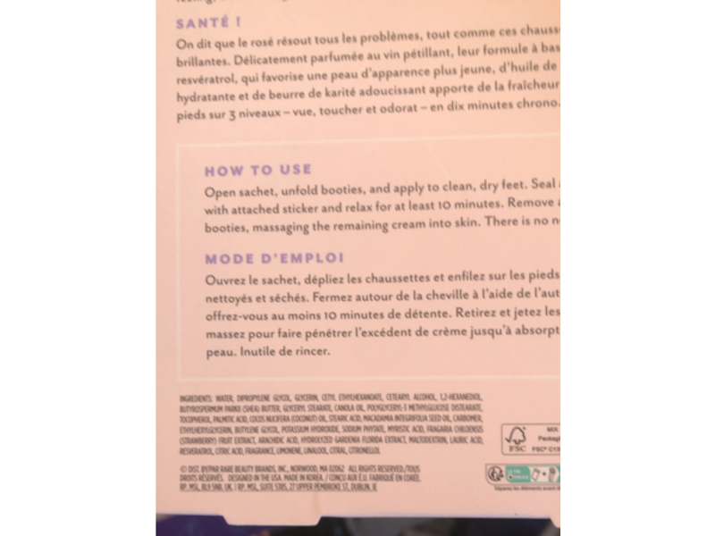 Patchology Renewing Foot Mask, Rose Toes, 0.60 fl oz/9 mL, 1 Pair