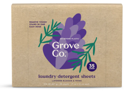 Grove Co. Laundry Detergent Sheets, Lavender Blossom & Thyme, 35 Loads, 5.91 oz/167 g, 35 Count